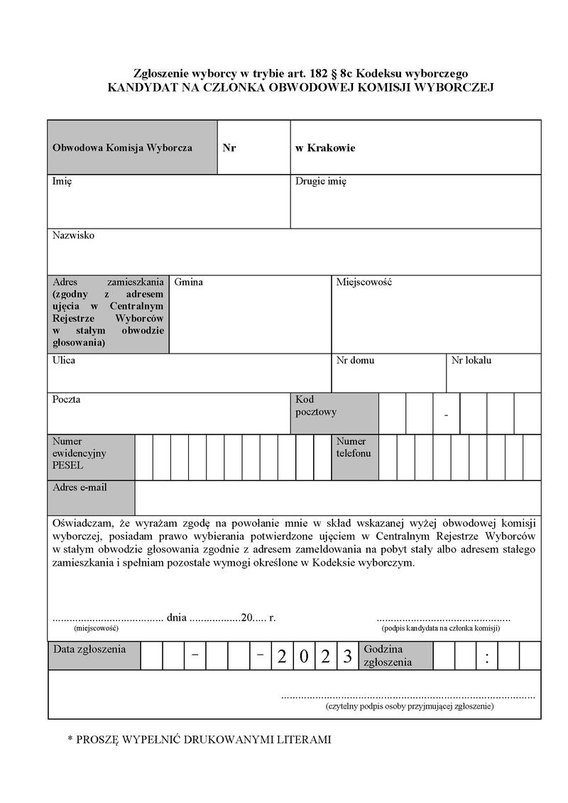 Zgłoszenie kandydata na prezydenta